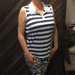 A sleeveless. Collared.   Shirt